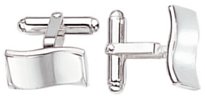 Silver cufflinks High polish Sterling Silver Rectangular curve