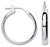 Silver hoop earrings High polish Sterling Silver 25mm D shape, 3.9 grams.