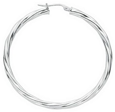 Silver hoop earrings High polish Sterling Silver Circle twist 2.5mm, 5.5 grams.