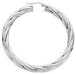 Silver hoop earrings High polish Sterling Silver Circle twist 4mm, 11 grams.