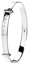 Silver bangle High polish Sterling Silver Baby bangle 37-47mm diam engraved, 3.0 grams.