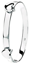 Silver bangle High polish Sterling Silver Girls hearts 40-50mm diam, 5.1 grams.