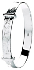 Silver bangle High polish Sterling Silver Childs 5mm engraved expandable 40-50mm diam, 4.2 grams.