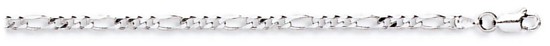 Silver chain High polish Sterling Silver 20 inch 3.25mm x 1mm figaro, 7.0 grams.