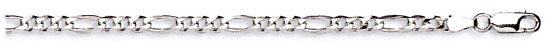 Silver chain High polish Sterling Silver 20 inch 3.75mm x 1.2mm figaro, 11.3 grams.