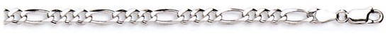 Silver chain High polish Sterling Silver 24 inch 4.9mm x 1.3mm figaro, 17.4 grams.