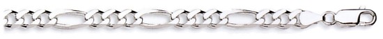 Silver chain High polish Sterling Silver 28 inch 6mm by 1.8mm figaro, 31.5 grams.