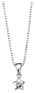 Silver necklace High polish Sterling Silver Diamond Childs star 7mm on 14 inch chain, 2 grams.