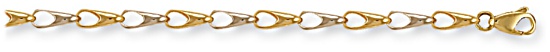 Gold bracelet High polish 9ct white and yellow gold Triangular links width 2.3 to 4.3mm, 4.2 grams.
