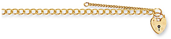 Gold bracelet High polish 9ct gold 4.1mm width 6 inch charm carrier with safety chain , 3.8 grams.