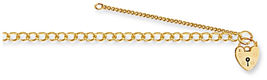 Gold bracelet High polish 9ct gold 4.1mm width charm carrier with safety chain, 5.0 grams.