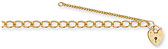 Gold bracelet High polish 9ct gold 5.3mm width charm carrier with safety chain, 7.0 grams.
