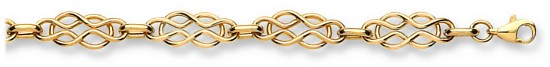 Gold bracelet High polish 9ct gold 8mm width celtic style hollow wire link, 3.6 grams.