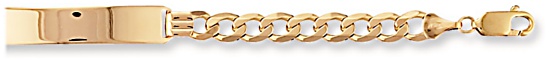 Gold bracelet High polish 9ct gold Gents 8.5 inch Identity curb 7.7mm, 10.5 grams.