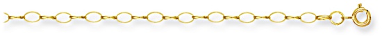 Gold chain 28 inch High polish 9ct gold 3.4mm belcher oval, 4,5 grams.