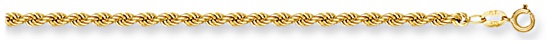 Gold chain 20 inch High polish 9ct gold 3.25mm rope hollow, 5.0 grams.