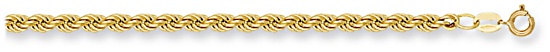 Gold chain 20 inch High polish 9ct gold 4.4mm rope hollow, 8.8 grams.