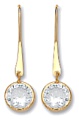 Gold drop earrings Clear zirconium High polish 9ct gold Graduated drop to jewel 23mm height