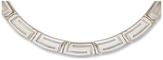 Gold necklace High polish 9ct white gold Byzantine graduated hinged 17 inch, 21.5 grams.