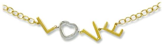 Gold necklace High polish 9ct gold Love chain bicolor 17 inch, 4.0 grams.