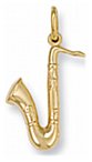 Gold pendant High polish 9ct gold Saxaphone, 0.8 grams.