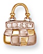 Gold pendant Clear zirconium High polish 9ct gold Handbag patchwork bicolor, 2.1 grams.
