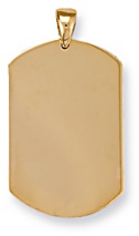 Gold pendant High polish 9ct gold Dog tag 19mm w 39mm h, 3.6 grams.