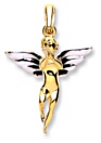Gold pendant High polish 9ct gold Angel praying white wings 16.7mm w, 1.5 grams.