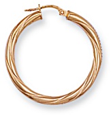Gold hoop earrings High polish 9ct gold Star twist 30mm, 1.6 grams.