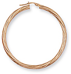 Gold hoop earrings High polish 9ct gold Star twist 44mm, 2.3 grams.