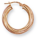 Gold hoop earrings High polish 9ct gold Star twist 22mm, 1.7 grams.