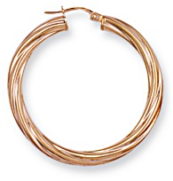 Gold hoop earrings High polish 9ct gold Star twist 37mm, 2.8 grams.