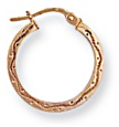 Gold hoop earrings High polish 9ct gold Round rectangular ornate 18mm, 1.2 grams.