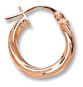 Gold hoop earrings High polish 9ct rose gold Round twist 15mm diameter, 0.7 grams.
