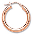 Gold hoop earrings High polish 9ct rose gold Round tube 20mm diameter, 1.1 grams.