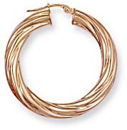Gold hoop earrings High polish 9ct gold Star twist chunky 33mm, 3.9 grams.