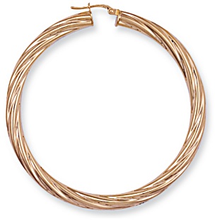 Gold hoop earrings High polish 9ct gold Star twist chunky 59mm, 6.3 grams.