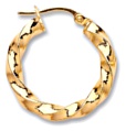 Gold hoop earrings High polish 9ct gold Square twist 20mm, 1.2 grams.