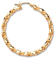 Gold hoop earrings High polish 9ct gold Square twist 35mm, 2.0 grams.
