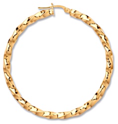Gold hoop earrings High polish 9ct gold Square twist 46mm, 2.5 grams.