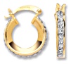 Gold hoop earrings High polish 9ct gold Crystal Triangular jewelled 13mm, 1.4 grams.