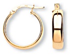 Gold hoop earrings High polish 9ct gold Rectangular plain 18mm, 1.8 grams.