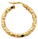 Gold hoop earrings High polish 9ct gold Rotating squares 26mm, 1.6 grams.