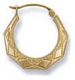 Gold hoop earrings High polish 9ct gold Triangle rounded ornate 17mm, 1.2 grams.