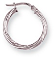 Gold hoop earrings High polish 9ct white gold Star twist 19mm, 0.9 grams.