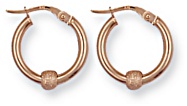 Gold hoop earrings High polish 9ct gold Round and glitter ball 16mm, 1.0 grams.