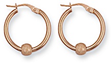 Gold hoop earrings High polish 9ct gold Round and glitter ball 19mm, 1.3 grams.