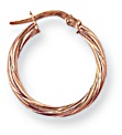 Gold hoop earrings High polish 9ct gold Star twist 19mm, 0.8 grams.