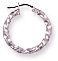 Gold hoop earrings High polish 9ct white gold Square twist 21mm, 1.1 grams.