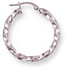 Gold hoop earrings High polish 9ct white gold Square twist 25mm, 1.3 grams.